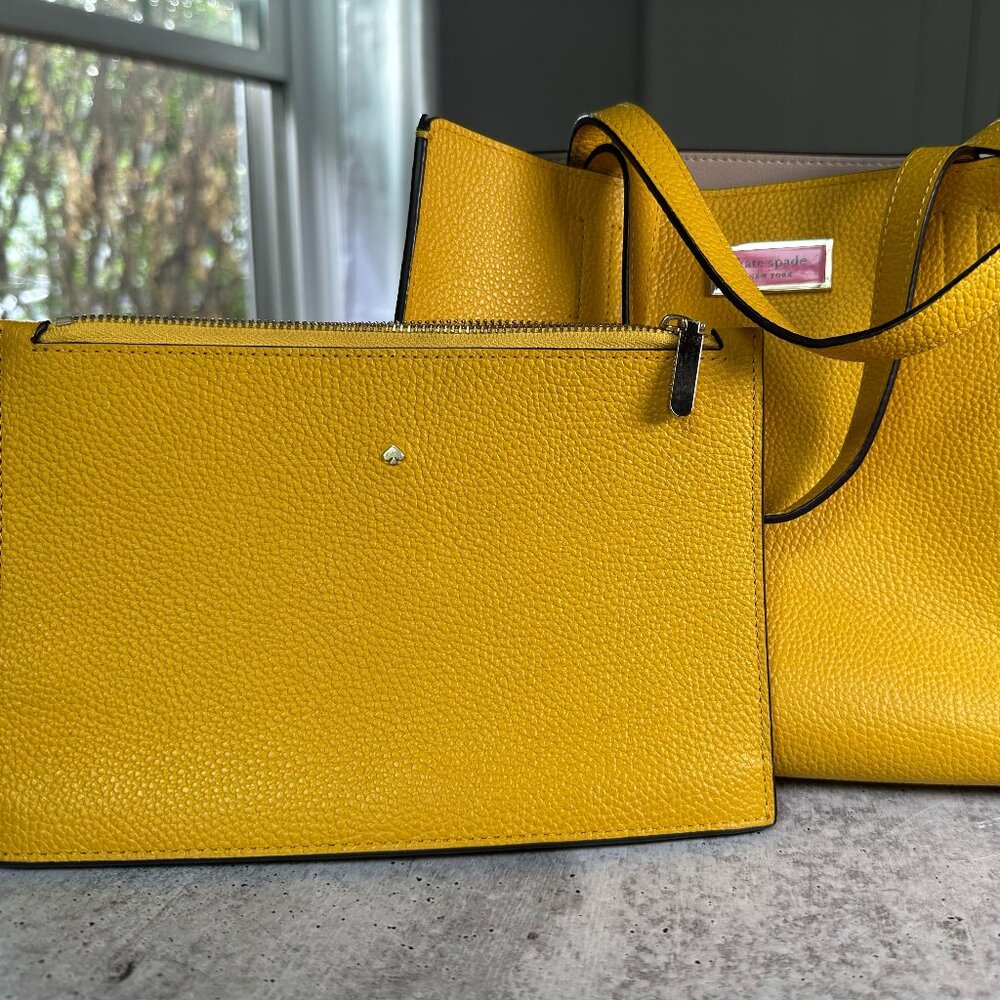 Kate Spade Yellow handbag and Pouch Set
